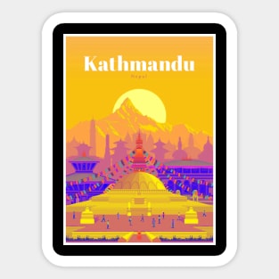 Kathmandu Nepal Vintage Travel and Tourism Advertising Print Sticker